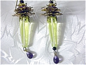 Antique Yellow French Glass Drop Earrings