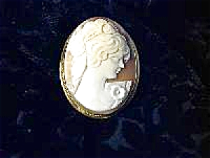 Brooch Signed Gold Over 800 Silver Cameo