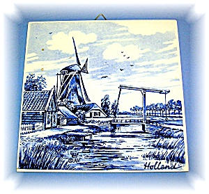 Dutch Blue Delft Handpainted Tile, 5 3/4 X 5 7/8