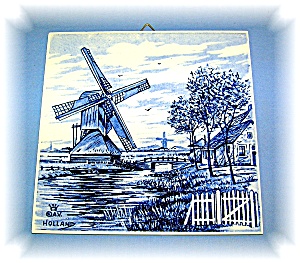 Blue Delft Wall Tile, 5 3/4 X 5 7/8 Handpainted