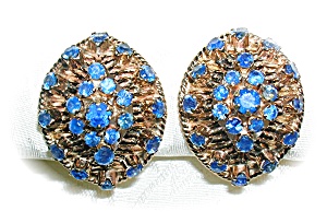 Earrings 14k Gold 4ct Each Sapphire Clip Antique