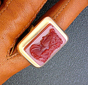 15k Carnelian Cameo Art Deco Ring