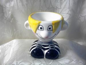 Funny Face Soccer Person Egg Cup