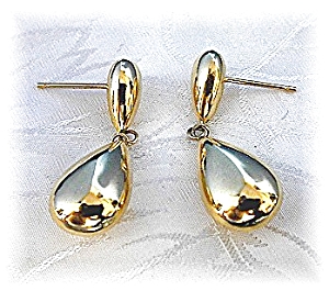 Earrings 14k Yellow Gold Dangle Double Teardrop