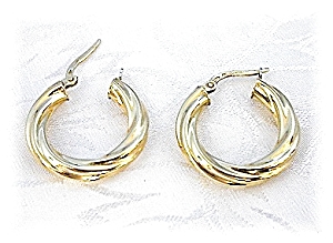 Earrings 18k Yellow Gold Milori Italy Gold Twist Hoop
