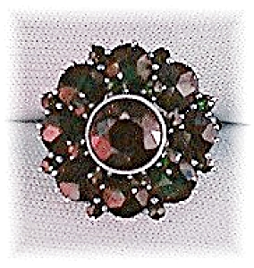 Antique 800 European Silver Ruby Garnet Cluster Ring .