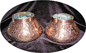 Antique English Hand Hammered Copper Vases
