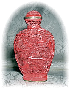 Cinnabar Chinese Snuff Bottle Red
