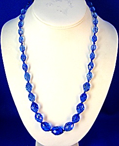 Sapphire Blue Glass Bead Necklace