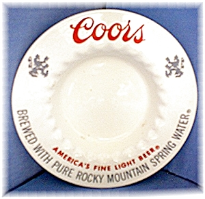 Cream & Red Adolph Coors Ashtray