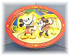 Cookie Tin Metal 1996 Mickey & Minnie Mouse