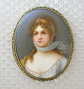 Brooch Cameo Porcelain Pinchbeck Gold Signed 3 Inch