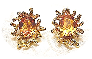 Earrings 14k Gold And 4ct Golden Citrine Clips