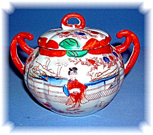 Geisha Girl Porcelain Sugar Bowl With Lid