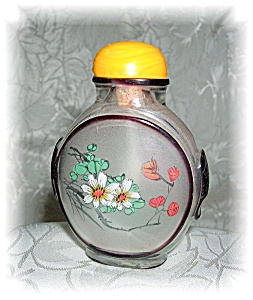 Snuff Bottle Glass Reverse Painting