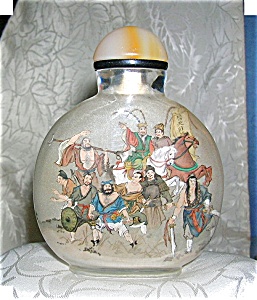 Snuff Bottle Japanese Warriors Reverse Painted