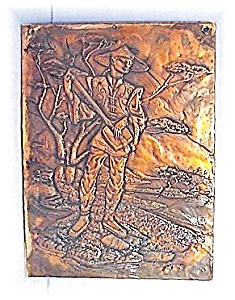 Copper Picture Oriental Male Lute Player