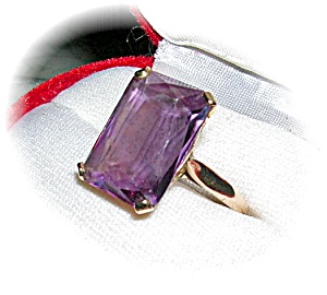 Rintg 14k Gold Very Large Square Amethyst