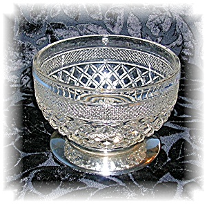 Pressed Glass Bowl With Silver Plate Base