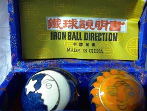 Chinese Relaxation Iron Ball/blue Silk Box