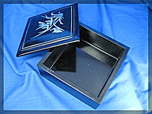 Oriental Black Laquor Box With Mother Of Pearl
