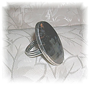 Vintage Sterling Silver Agate Ring