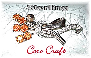 Sterling Silver Rhinestone Coro Craft Brooch