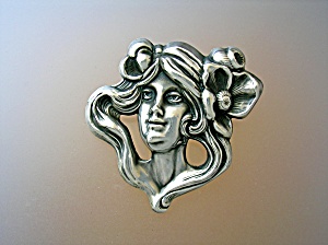Sterling Silver Art Deco Lady Brooch