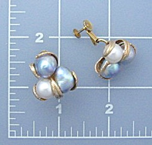 Earrings 14k Gold Baroque Genuine Pearl Clip