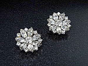 Crystal Rhodium Plated Clip Earrings Kramer