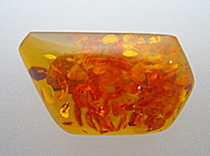Baltic Amber And 8k Gold Brooch Pin