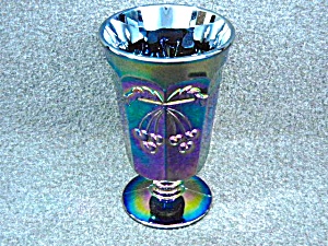 Purple Carnival Glass &quot;cherry&quot; Footed Tumbler