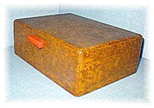 Wooden Antique Mirrored Jewel Box Bakelite Knob