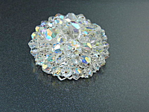 Silver Filigree Borealis Crystal Brooch 60s Costume