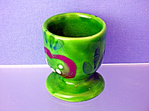 Pottery Egg Cup In Green Glaze . . .