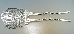 Hair Pin Sterling Silver Ornate 5 1/2 Inches