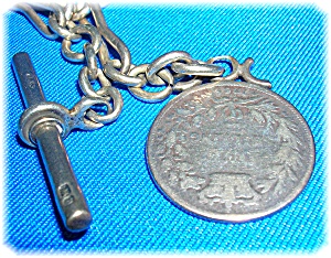Victorian Chain And Fob English1885 Sterling Silver
