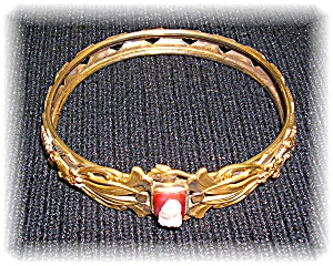 Antique Cameo Gold Plate Bangle Bracelet