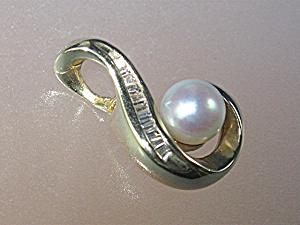 Pendant 14k Gold 7mm Pearl Diamond Necklace Enhancer