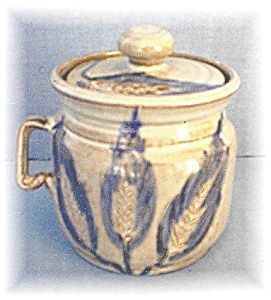 Stoneware Sugar Blue Corn Design Jar