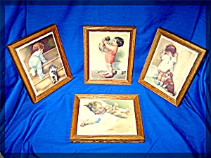 Bessie Pease Gutmann Oak Framed Tiles Set Of Four
