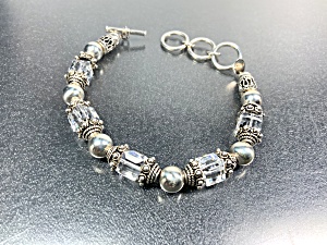 Silpada Sterling Silver Crystal Toggle Bracelet 8 1/4