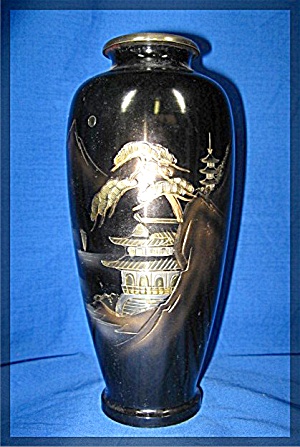 Oriental Vase, Carved Metal