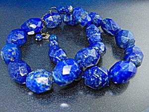 Lapis Faceted Hand Knotted And Sterling Silver Necklac