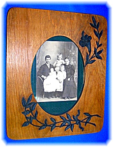 Picture Frame Wood With Leaf Appliques