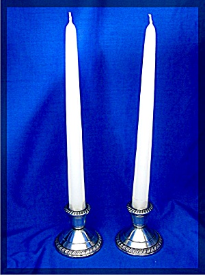 Candel Stick Holders, Crown, Sterling Weighted, Pair