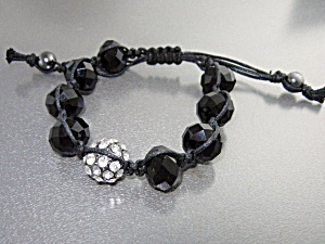 Onyx Crystal Cord Pull Bracelet
