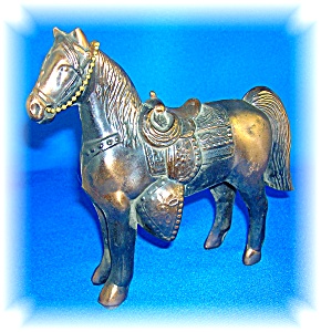 Vintage Circa 1950 Bronze Western Saddle Horse Statue..