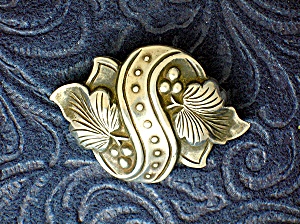Sterling Silver Antique Double Leaf Brooch And Bedrrie