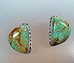 David Troutman Sterling Silver Turquoise Clip Earrings